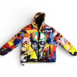 Tango Hotel Skull Splatter Puffer Jacket – Licensed DC / Batman Edition